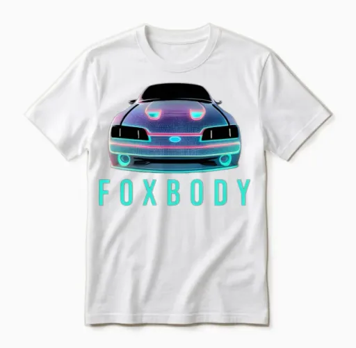 Futuristic Retro Foxbody Unisex T-Shirt in White