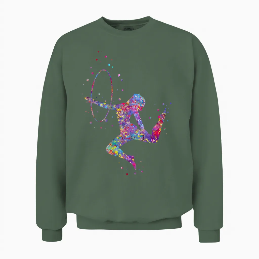 Gymnastics Girl Unisex Sweatshirt in Military Green