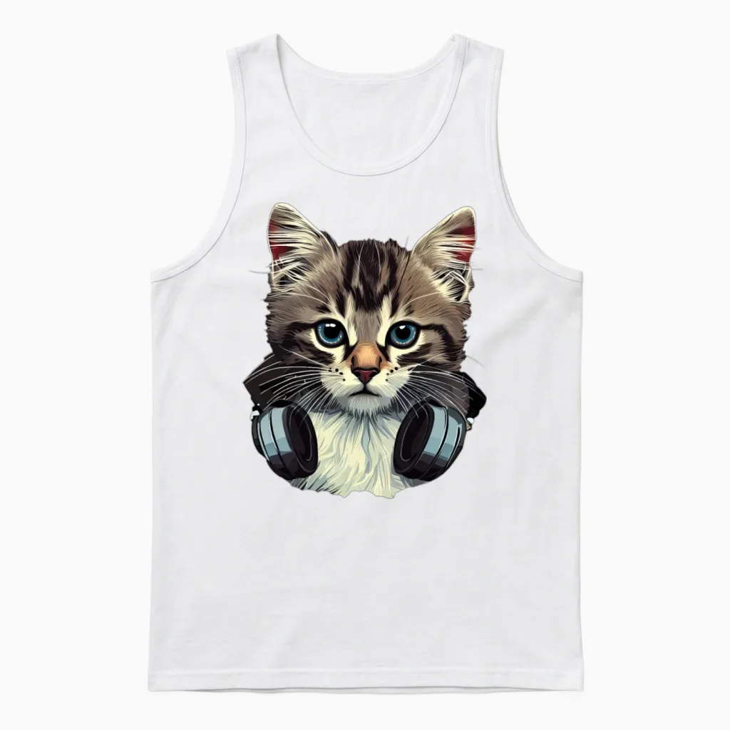 Cat the Gamer Lovers Gift Unisex Tank Top in White