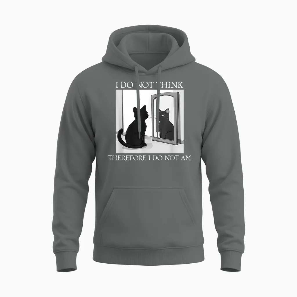 Philosophie Du Chat « I Do Not Think Therefore I Do Not Am Funny » Unisex Hoodie in Graphite Heather