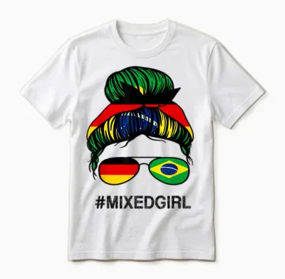 Brasilien Deutschland Flagge Brasilien Deutsch Unordentlicher Dutt Unisex T-Shirt - White