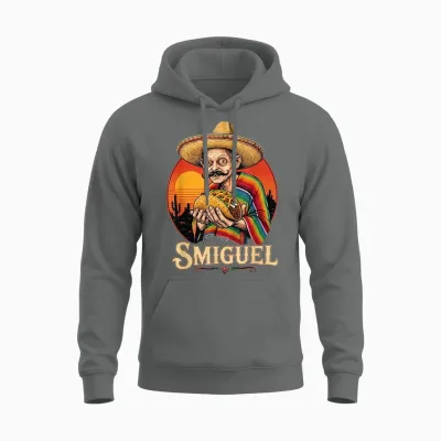 Smiguel Mexican Sombrero Funny Mexican Culture Mashup Unisex Hoodie - Graphite Heather