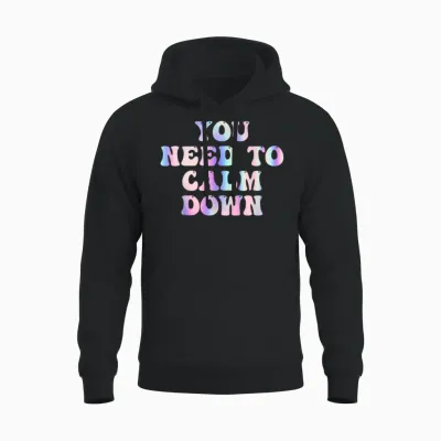 Lustiges Retro-Zitat "you Need to Calm Down", Cooles Groovy Unisex Hoodie - Black