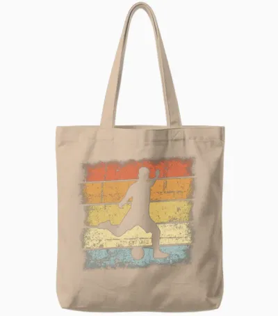 Football Retro Tote Bags - Natural