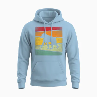 Monkey Retro Unisex Hoodie - Light Blue