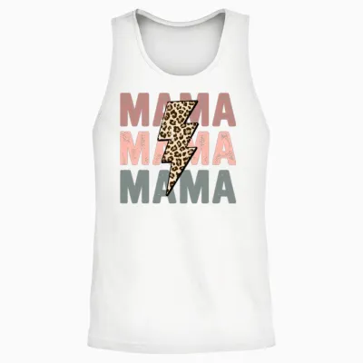 Retro Vintage Leopard Mama Unisex Tank Top - White