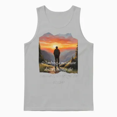 Climbing Mountain Unisex Tank Top - Ash