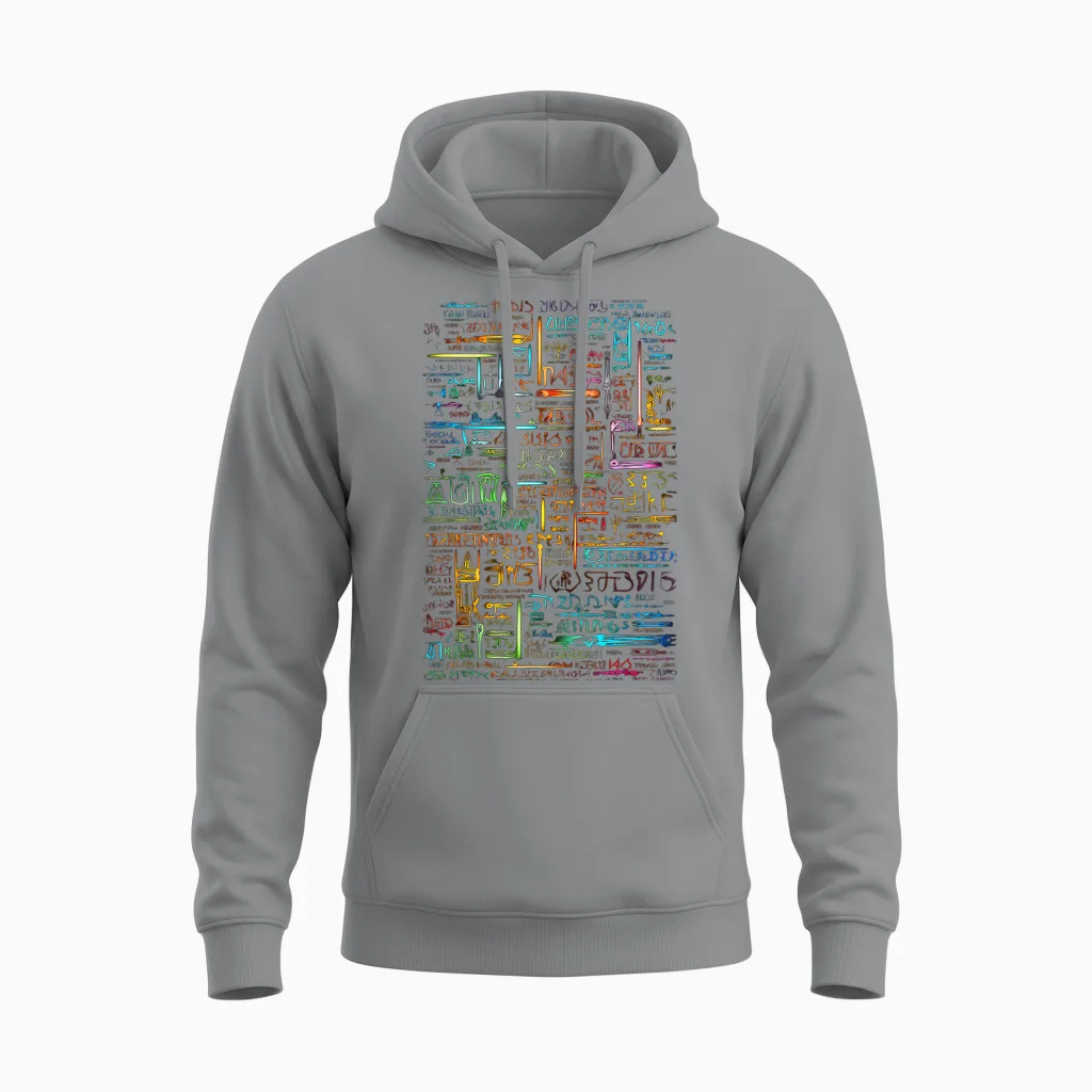 Colourful Art Graphic Motif Artwork T-Shirt, Black Unisex Hoodie in Sport Grey