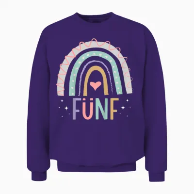 5. Geburtstag Süßes Regenbogen Mädchen 5 Jahre Alt Unisex Sweatshirt - Purple