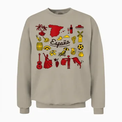 Viva España Icônes De La Culture Espagnole Design Rétro Vintage Unisex Sweatshirt - Sand