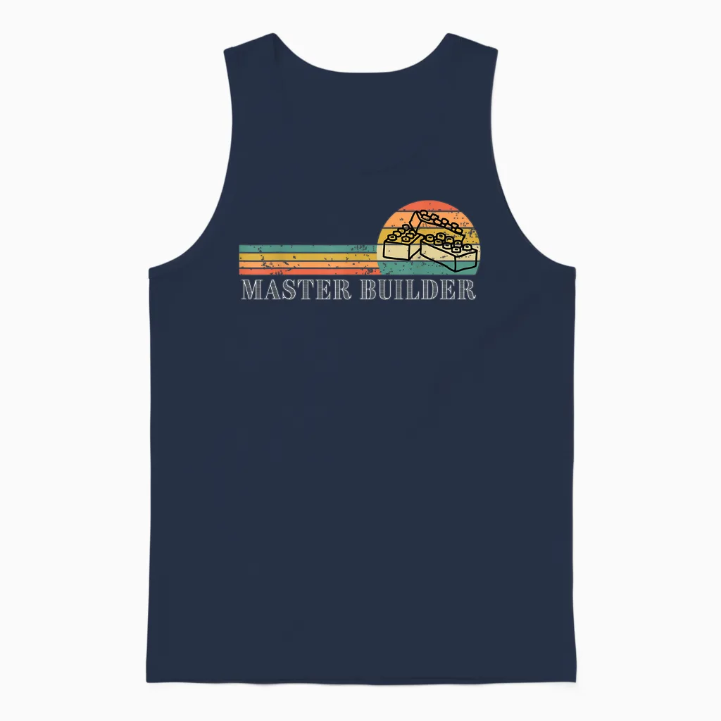 Master Builder - Block Building Kids & Adults Birthday Gift T-Shirt Small Unisex Tank Top in Navy
