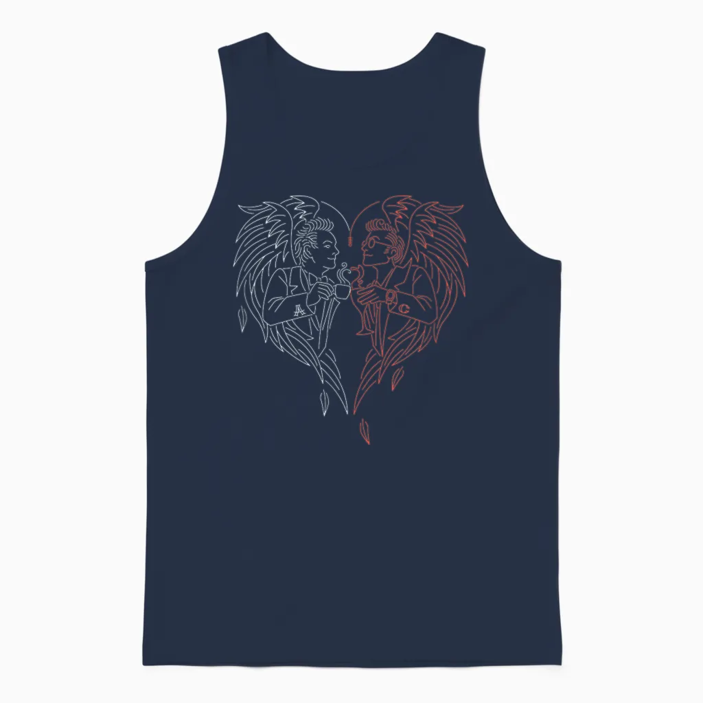 Good Omens - a Toast to the World (blue and Red) T-Shirt, Black Unisex Tank Top in Navy