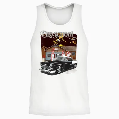 1955 55 Chevys Bel Air Classic Vintage Muscle Car Old School Unisex Tank Top - White