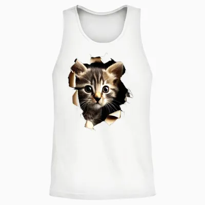Cat Motif Art Cat Design House Cat Miau I Love Cat Unisex Tank Top - White