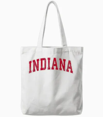 Indiana in Vintage Sports Design Red Design Tote Bags - White