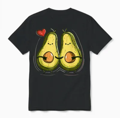 Funny Avocado Couple Costume for Boys and Girls T-Shirt, Black Unisex T-Shirt - Black
