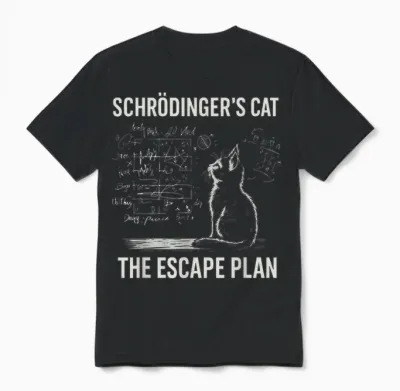 Schrödinger Cat Physical Escape Plan Funny Unisex T-Shirt - Black