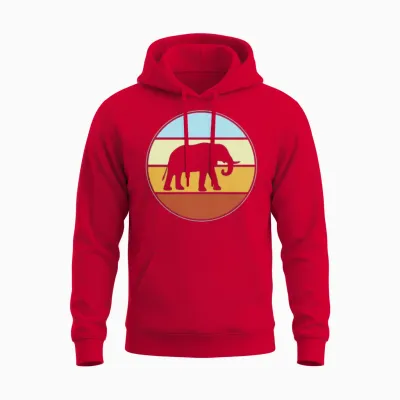 Elephant Retro Unisex Hoodie - Red