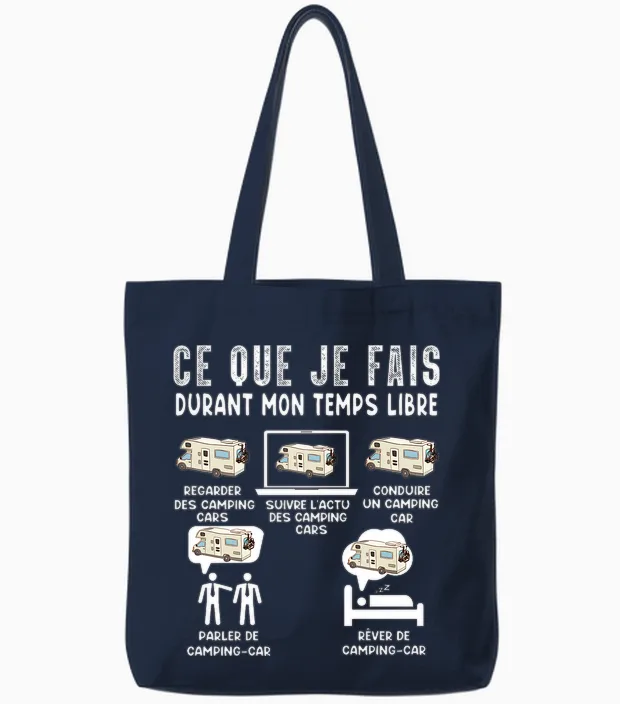 Amoureux De Camping Car Souvenir Retraite Homme Femme Humour T-Shirt Haut De Gamme Tote Bags in Navy