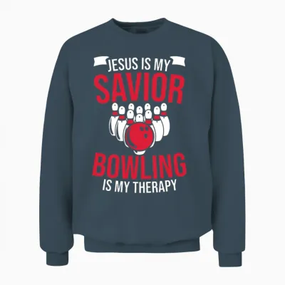 Funny Christian Jesus Bowling Design Unisex Sweatshirt - Dark Heather