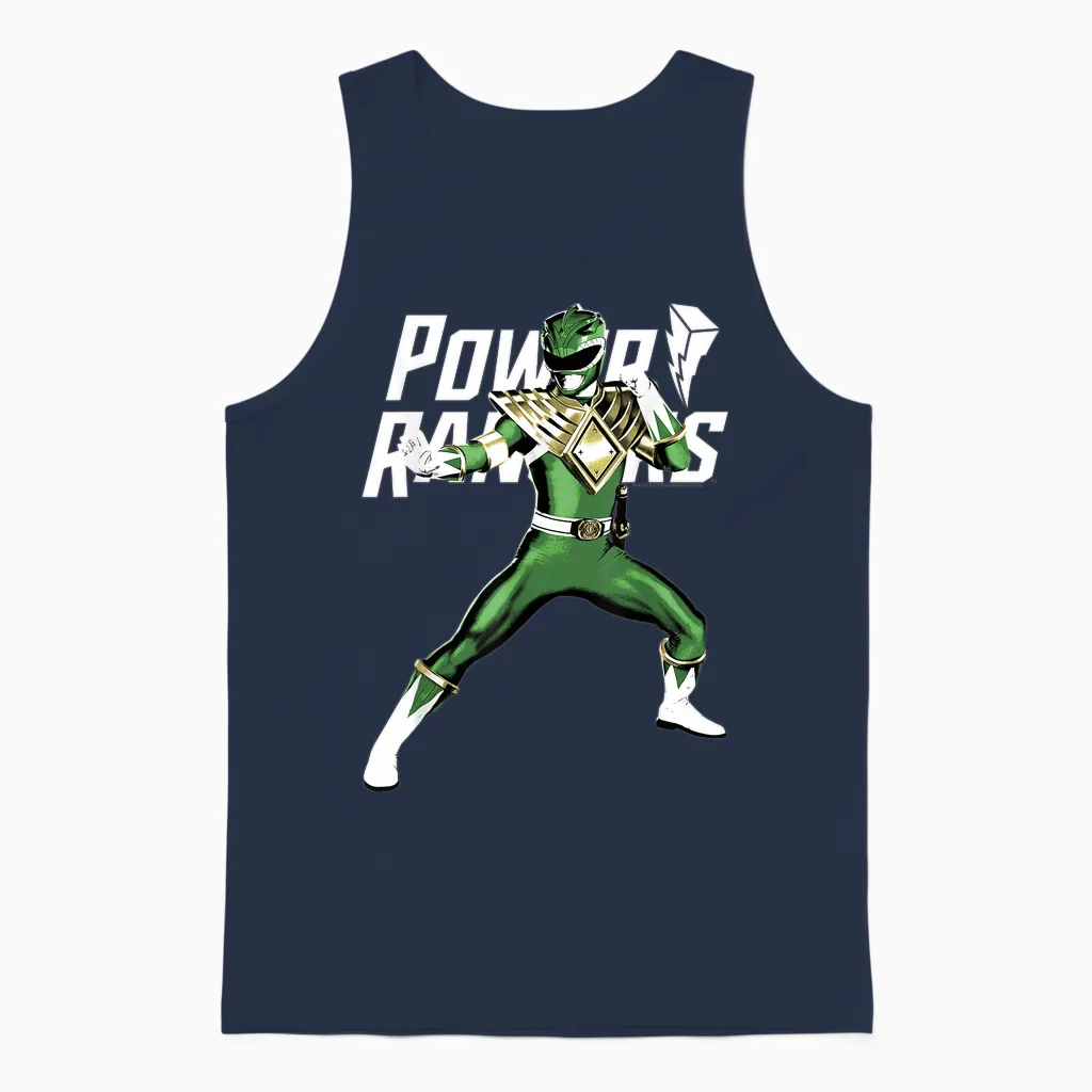 Power Rangers Green Ranger Karate Action Pose Logo Unisex Tank Top in Navy