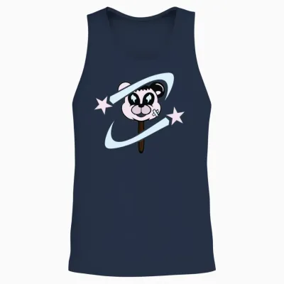 Cute Star Bear Unisex Tank Top - Navy
