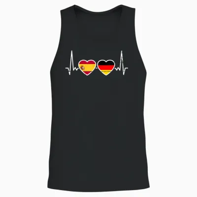 Spanien Deutschland Vintage Herzschlag Flagge Spanier Unisex Tank Top - Black