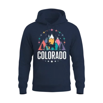 Colorado Mountain Sunset Unisex Hoodie - Navy