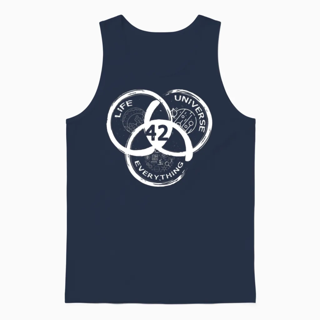 42 Answer to Life Universe and Everything Unisex Tank Top in Navy