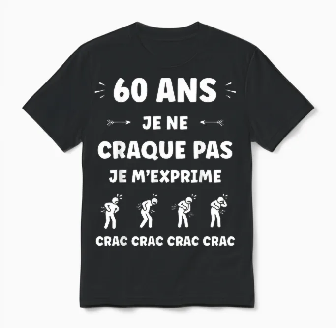 Crac Humour Fatigue Craquant 60 Ans Age Anniversaire 60 Ans Unisex T-Shirt in Black