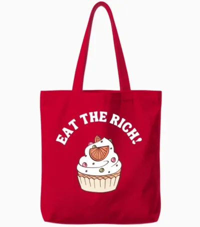 Eat the Rich Retro Socialist Tote Bags - Red
