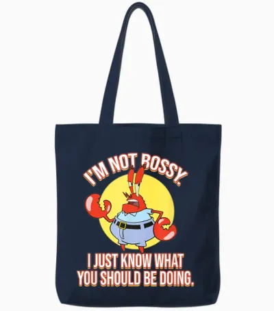 Mademark X Spongebob Squarepants - Eugene Krabs - I'm Not Bossy Tote Bags - Navy