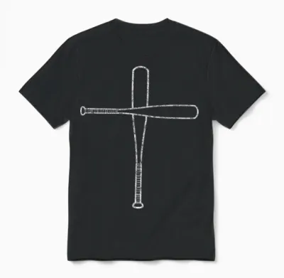 Cross Baseball Bats Christian Faith Sports Coach Pitcher Unisex T-Shirt - Black