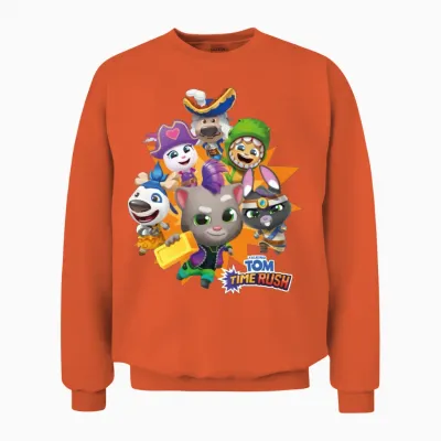 Talking Tom Time Rush Game Tom and His Friends Unisex Sweatshirt - Orange