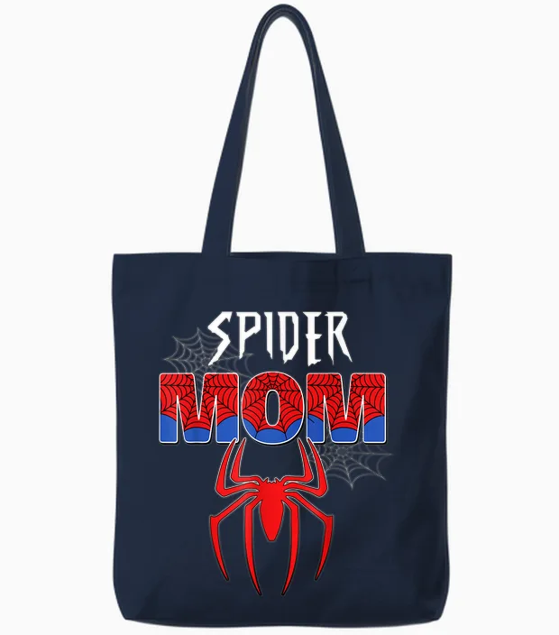 Women Spider Mom Mother's Day Matching Family Birthday Tote Bags in Navy