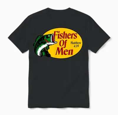 Fishers of Men Matthew 4-19 Bible Christian Fishing Lovers Unisex T-Shirt - Black