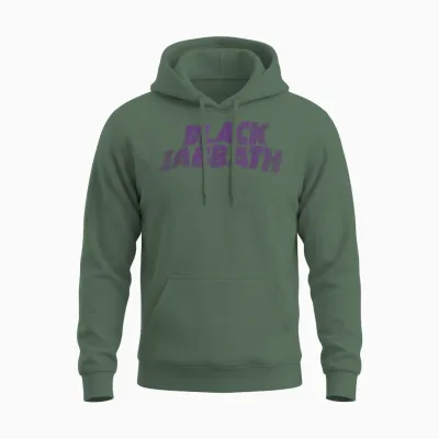 Black Sabbath Heavy Metal Band Wavy Logo by Rock Off Unisex Hoodie - Military Green