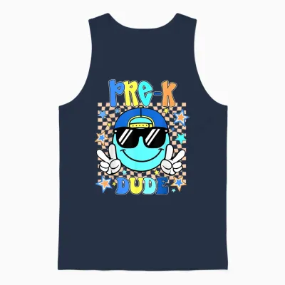 Pre-K Dude Smile Face First Day of Back to School Boys Unisex Tank Top - Navy
