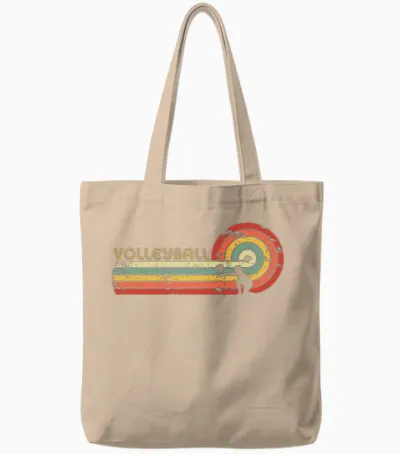 Volleyball Retro Style Tote Bags - Natural