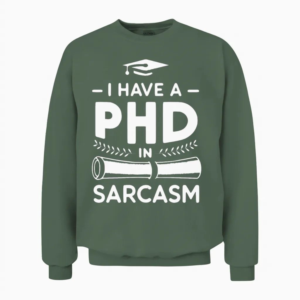 Phd in Sarcasm - Memes & Humor Unisex Sweatshirt in Military Green