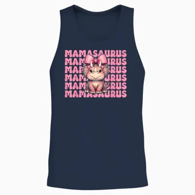 Mamasaurus Triceratops Mama Dinosaur Mom Mother's Day Unisex Tank Top - Navy