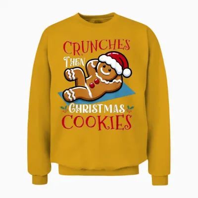 Christmas Gingerbread Man Cookie Funny Quote Workout Fitness Unisex Sweatshirt - Gold
