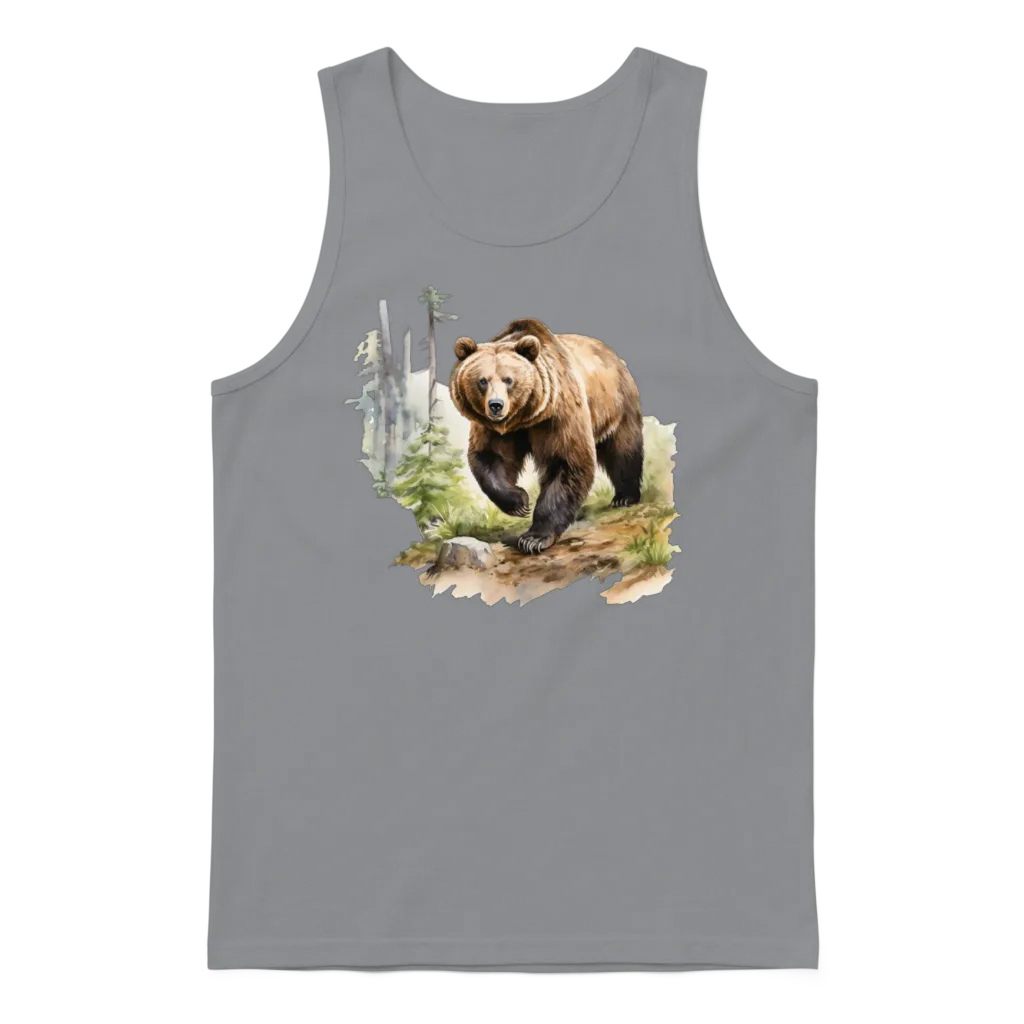 Grizzly Bear in the Wild โ Wildlife Gift Unisex Tank Top - Sport Grey