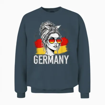Deutsches Mädchen Frau Flagge Deutschland Fan Trikot Unisex Sweatshirt - Dark Heather