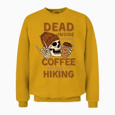 Coffee Hiking Skeleton Unisex Sweatshirt - Gold