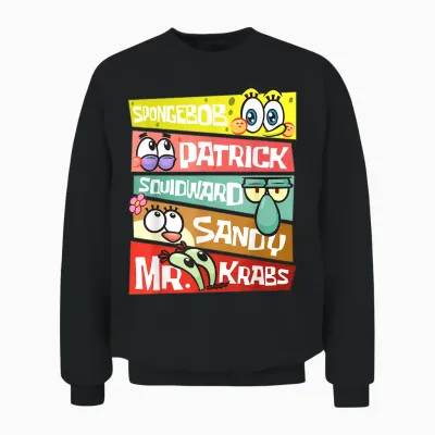 Mademark X Spongebob Squarepants - Spongebob Patrick Squidward Sandy Mr Krabs Spongebob Fans Unisex Sweatshirt - Black