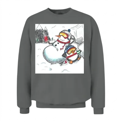Snowman & Penguin Chilling by Black Sheep Graphix Unisex Sweatshirt - Graphite Heather