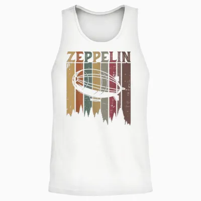 Retro Zeppelin 70s 80s Dirigible Airship Zepelin Zepplin Unisex Tank Top - White