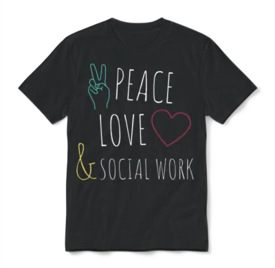 Peace Love Social Work Social Worker Job Pride Unisex T-Shirt - Black