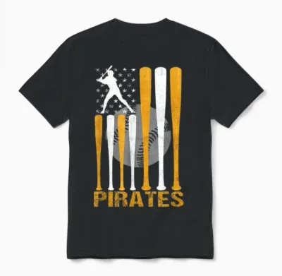 Vintage Pirates Maryland American Flag Baseball Weathered Unisex T-Shirt - Black